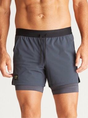 WOLACO Grand 2-in-1 shorts in Hudson Grey Men's Performance Running